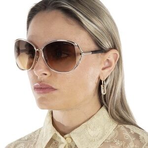 Tom Ford Silver Frame Brown Lens Sunglasses